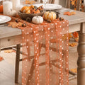 Caramel Gauze Flocking Table Runner 28 x 120 Inches for Fall Weddings & Events