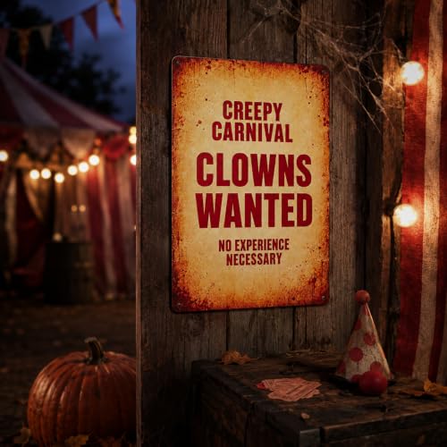 Creepy Carnival Clown Metal Sign - Halloween Horror Wall Decor