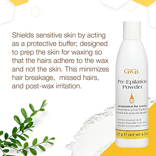 GiGi Pre-Epilation Waxing Powder 4.5 Fl Oz - Moisture-Absorbing Skin Prep