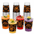 Halloween Plastic Cups Set 14 oz - Orange & Black 72 Pack for Parties