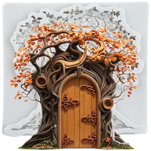 Fairy Garden Wooden Door Silicone Mold - Tree House Fondant & Chocolate Mold - Style D