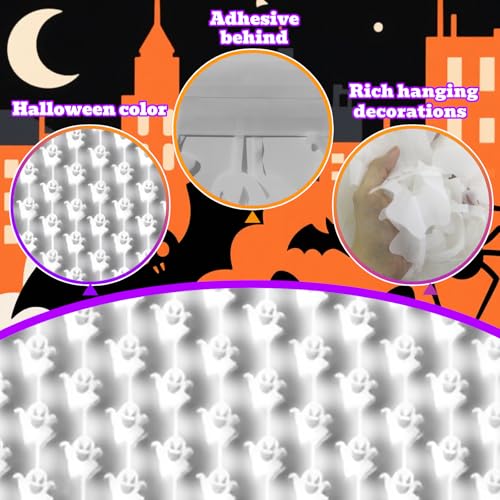 Halloween Ghost Foil Fringe Curtain Photo Backdrop 2pcs - Colorful Ghost Variation