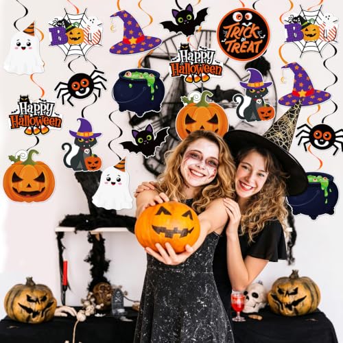 Halloween Hanging Swirls Party Streamer Ceiling Decorations - 40 Pcs - Festive & Cute Design