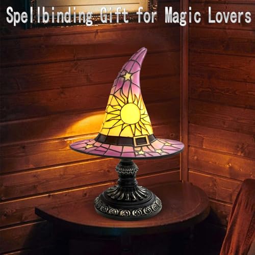 Purple Witch Hat Lamp - Handmade Gothic Fantasy Desk Light, Mysterious Bedroom Decor