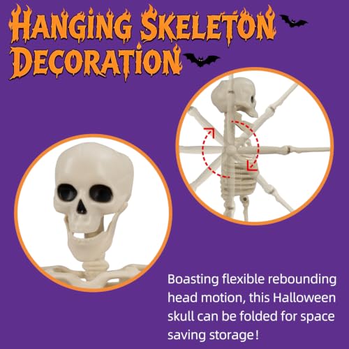 5 Pack Halloween Skeleton Decorations - Poseable Mini Skeletons for Spooky Party Decor