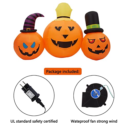 Inflatable Pumpkin Yard Decor Set with LED Lights - 3 Pack, 7.9 Inch Outdoor Halloween Decorations