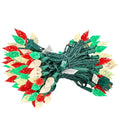 Christmas String Lights Outdoor 50ft 100 LED Faceted C6 - Red White Green