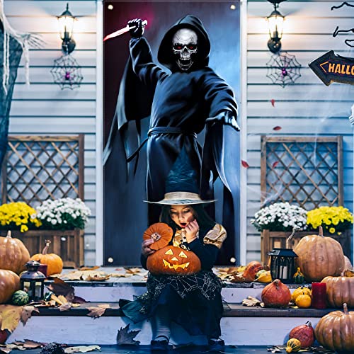 Halloween Skeleton Door Banner Backdrop Decoration - Spooky Party Photo Booth Prop