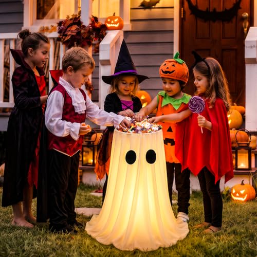 Halloween Ghost Candy Bowl with Glowing Lights & 8 Modes - Indoor & Outdoor Decor
