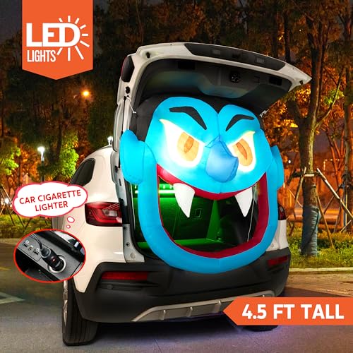 Halloween Inflatable Vampire Car Decoration with LEDs - 4.5 FT Tall Yard & Trunk or Treat Decor