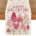 Heart-Shaped Tree Table Runner - 13x90 Inch Beige Valentine's & Wedding Decor