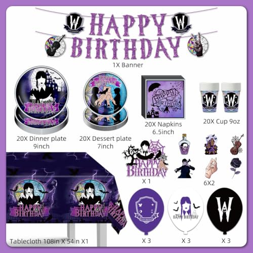 Halloween Birthday Party Supplies Set - Spooky Purple Tableware & Decorations