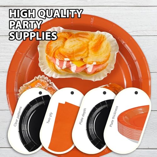 350Pcs Orange and Black Party Supplies Set for 50 Guests | Disposable Tableware Kit