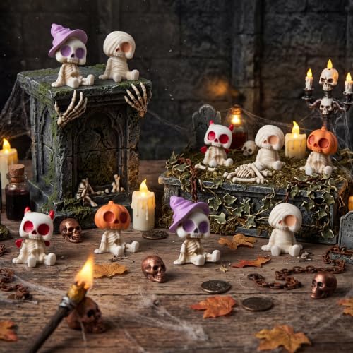 Mini Mummy Witch Demon Pumpkin Skeleton Halloween Figurines Set - 50 Pcs