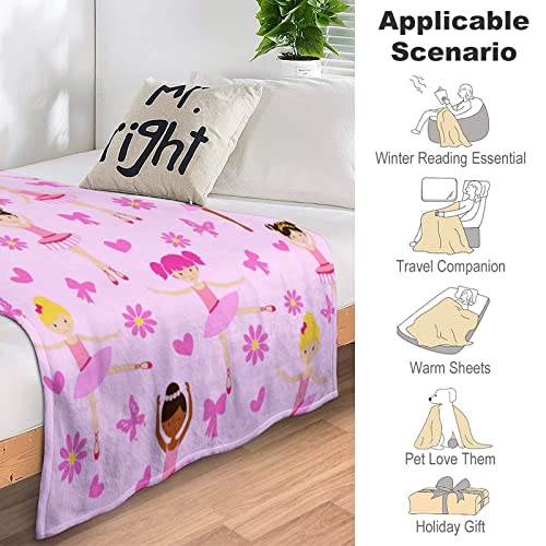 Big 80x60 Inch Girl Ballerina Blanket for Adults Super Soft Flannel Throw - Color 1