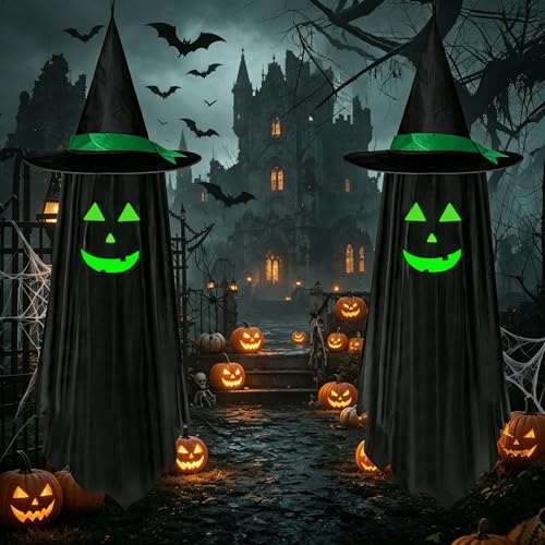 Ghost Halloween Hanging Decorations Set - Glowing Spooky Ghosts for Garden Porch Yard