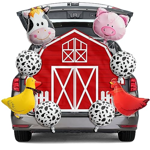 Farm Theme Trunk or Treat Decoration Set with Animal Balloons & Banner