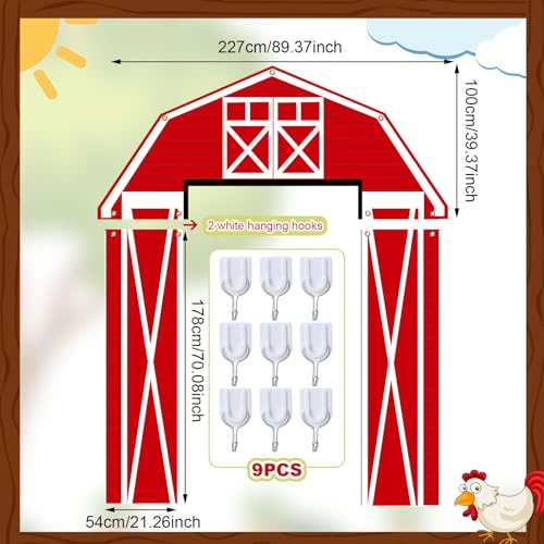 Farm Animal Party Decorations Set - Barn Door Banner & Backdrop for Rustic Theme Events