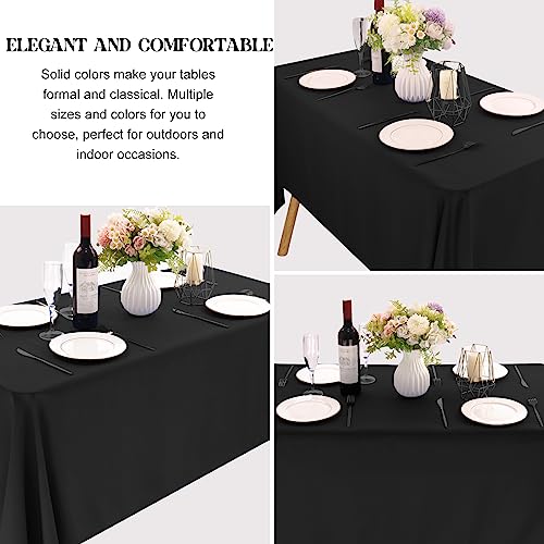 60x102 Inch Black Rectangle Table Cover - Pack of 6 Washable Polyester Tablecloths