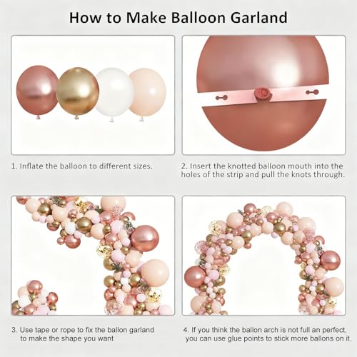 Rose Gold Balloon Arch Kit with 129 Balloons for Party Decorations