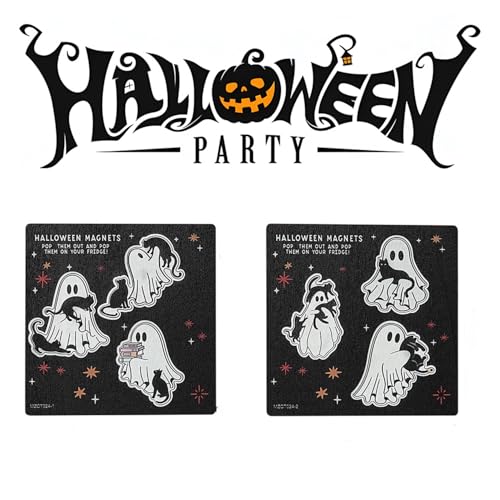 Halloween Wooden Fridge Magnets - Cat Ghost Tombstone Decor, Style 6, 6 Pcs