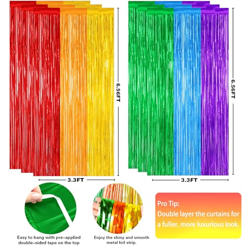Rainbow Back to School Decorations - Rainbow Streamers Backdrop Banner - Classroom & Party Decor