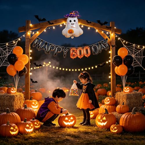 Halloween 16-Inch Foil Letter Balloons with Ghost Design for Party Decor