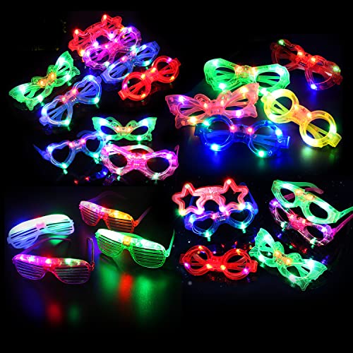 21 Packs 7 Shapes LED Glasses - Glow in The Dark Party Supplies for Kids & Adults