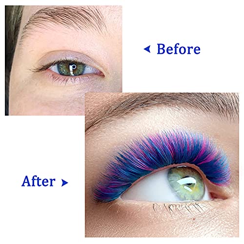 QUEWEL Blue Volume Lash Extensions - Mixed 9-16mm, 0.07D Curl, Self Fanning, Variation of THIS listing