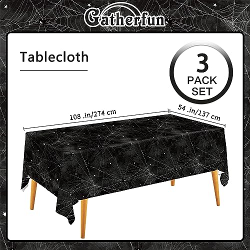 Halloween Spider Webs Disposable Tablecloths - 3 Pack, 54x108 Inches - Halloween Party Decorations