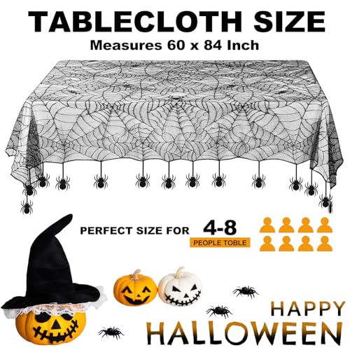 Halloween Tablecloth 60x84 Inch Black Lace Spider Web Decor - Variation of THIS listing