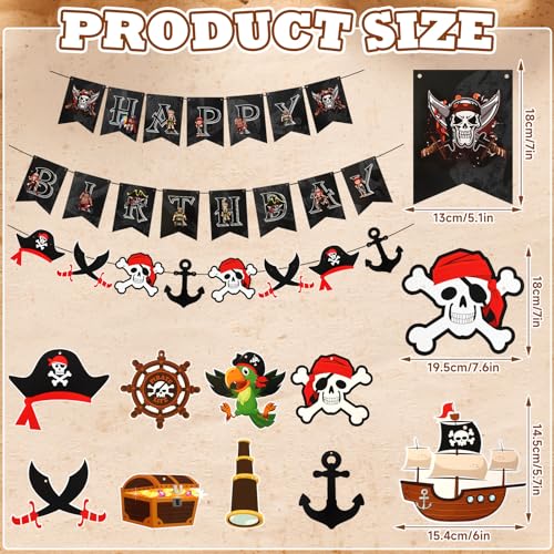 Pirate Birthday Decorations Banner & Swirl Set - Pirate Color