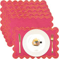 Pink & Orange Scalloped Placemats Set of 6 - Rectangular Dining Table Decor