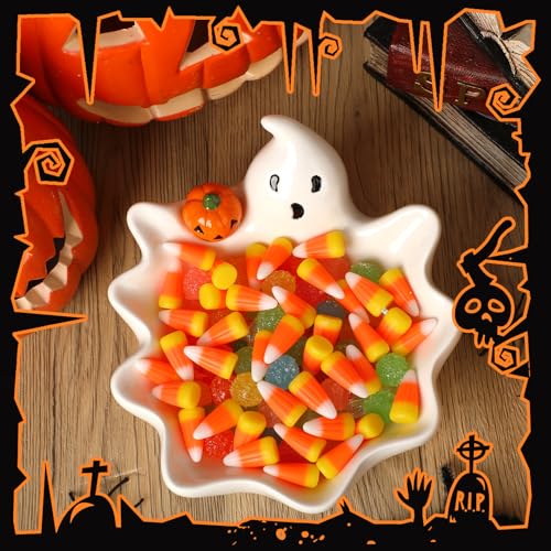 Halloween Ghost Candy Bowl - Ceramic Ghosts Dish with Pumpkin - Halloween Decor - Variation of THIS listing