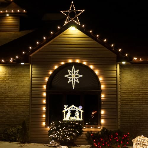Christmas Window Silhouette Lights - Bethlehem Star & Nativity 16-inch Decorations - UL Certified LED
