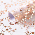 Star Rose Gold Table Runner - 16 Ft Sheer Chiffon with Glitter Sequin for Wedding & Party