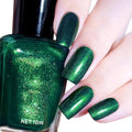 Dark Green Glitter Nail Polish - Quick Dry, Shimmer Finish, 12ml