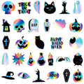 Halloween Fridge Magnets Set with Ghost Pumpkin Bat and Holographic Designs - 30 Pieces
