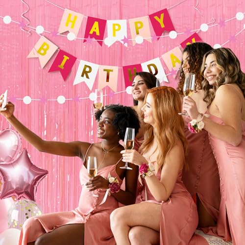 Pastel Pink Foil Streamers Party Backdrop Set - 78.7" x 39.4" (10 Pack)
