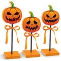Halloween Wooden Pumpkin Signs - 3 PCS Autumn Fall Table Decor - Pumpkin Variation