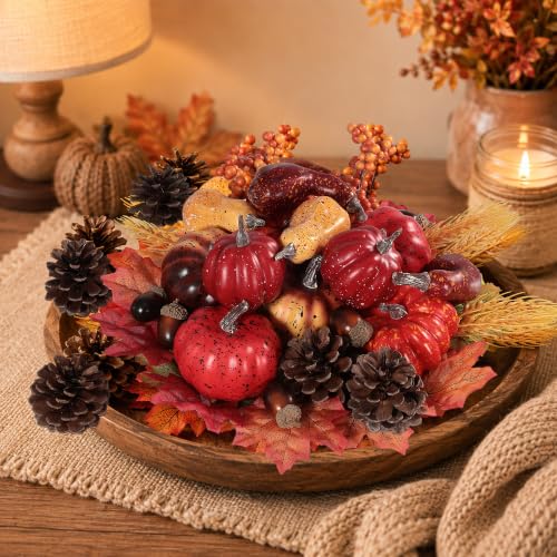 54-Piece Fall Home Decor Set with Mini Pumpkins, Leaves, Pinecones & Accents