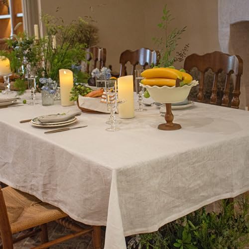 Linen Tablecloth 60x104 Inches Rectangular - Washable Durable Wedding Party