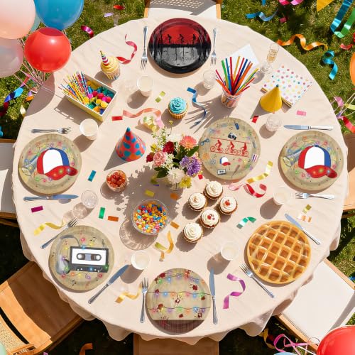 Retro Strange Features Plates - 60Pcs Spooky Rustic Alphabet 9 Inch Paper Plates