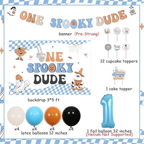 Halloween First Birthday Decorations for Boys Spooky Dude Party Set - Blue & Orange