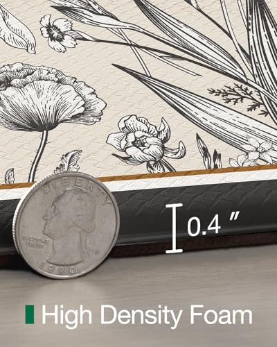 LUMI Anti-Fatigue Kitchen Mats Set of 2 - Cream & Dark Brown, 59" & 30" Length