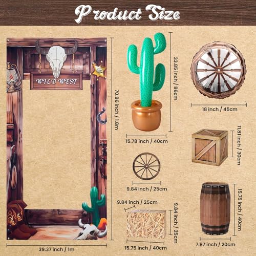 Western Party Decorations Set with Backdrop and Props for Cowboy Theme Events