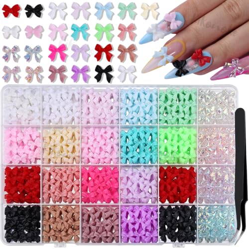 Bowknot Nail Charms Set - 820pcs Colorful Flatback Resin Bows for Nails & DIY Crafts