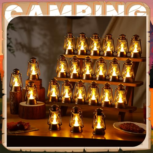 Bronze Mini Lanterns Set of 24 - 4 Inch Tabletop & Hanging Decor