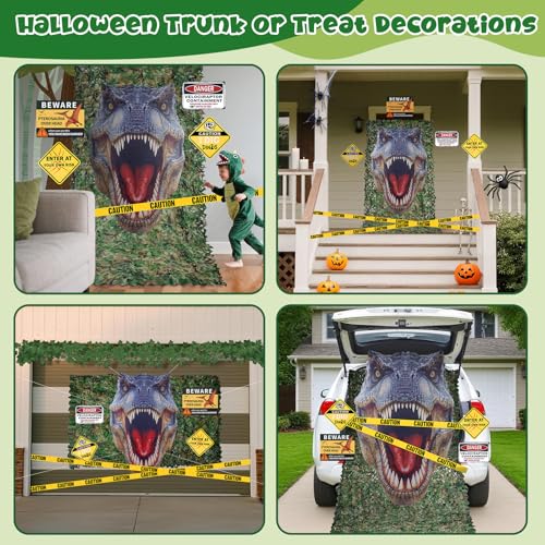 Halloween Dinosaur Trunk or Treat Car Decorations Kit - 13 Pieces, Reusable & Car-Safe
