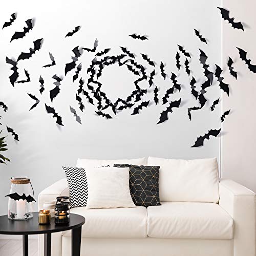 Halloween Bat Decorations Set of 60 – Realistic PVC Wall Decals for Party & Home Decor